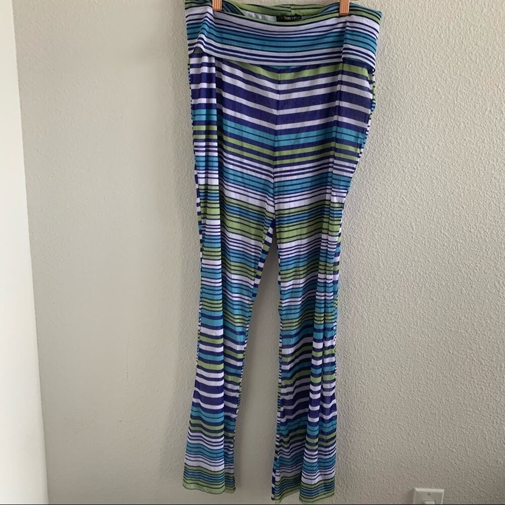 For Cynthia Beachwear Striped Mesh Beach Pool Pant XL